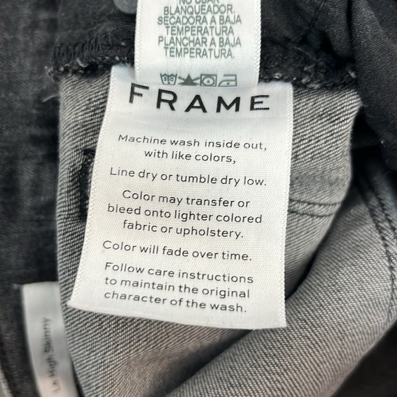 Frame Le High Skinny Grey Denim Frayed Hem Jeans 28 - Picture 9 of 10
